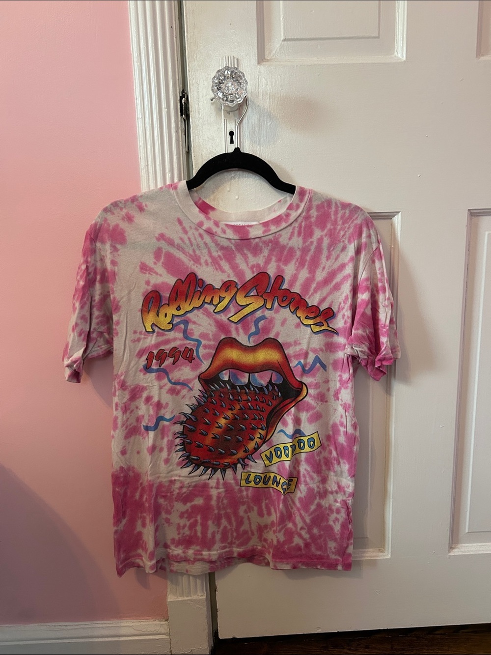 Daydreamer The Rolling Stones Tie-Dye Pink Graphic Tee